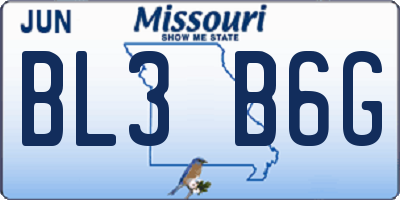 MO license plate BL3B6G