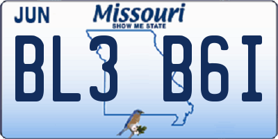 MO license plate BL3B6I