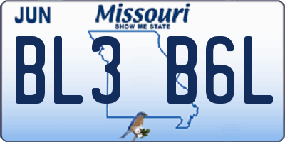MO license plate BL3B6L
