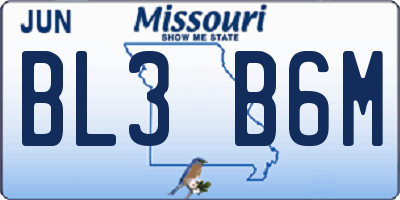 MO license plate BL3B6M