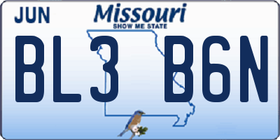 MO license plate BL3B6N