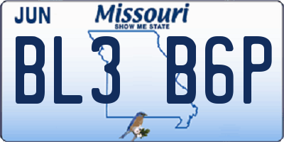 MO license plate BL3B6P