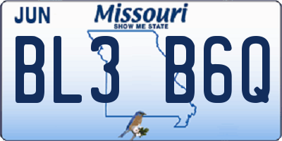 MO license plate BL3B6Q