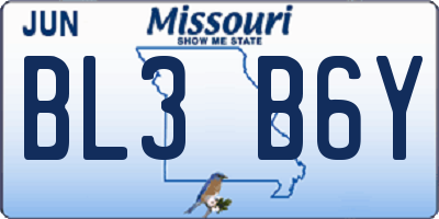 MO license plate BL3B6Y