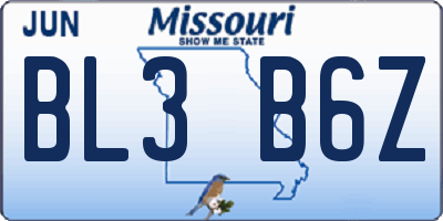 MO license plate BL3B6Z