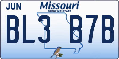 MO license plate BL3B7B