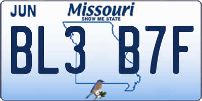 MO license plate BL3B7F