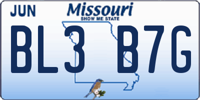 MO license plate BL3B7G