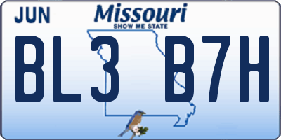 MO license plate BL3B7H