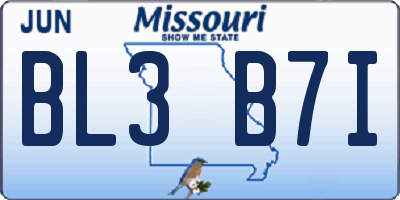 MO license plate BL3B7I