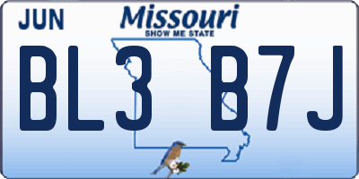 MO license plate BL3B7J