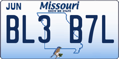 MO license plate BL3B7L