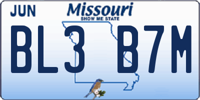 MO license plate BL3B7M