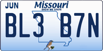 MO license plate BL3B7N