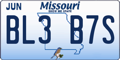 MO license plate BL3B7S