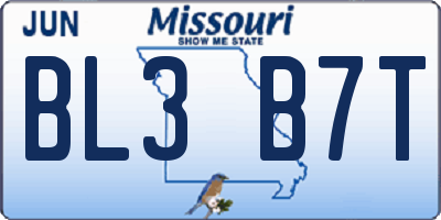 MO license plate BL3B7T