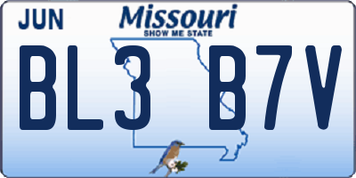 MO license plate BL3B7V