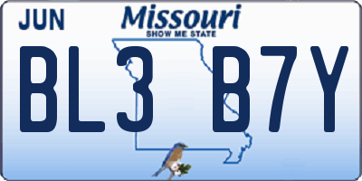 MO license plate BL3B7Y