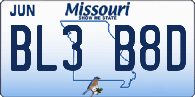 MO license plate BL3B8D