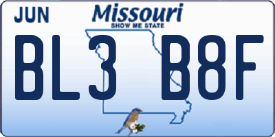 MO license plate BL3B8F