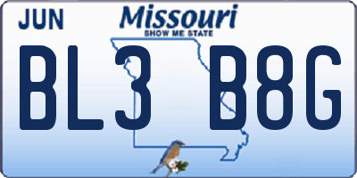 MO license plate BL3B8G