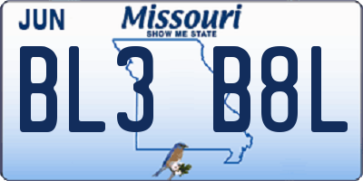 MO license plate BL3B8L