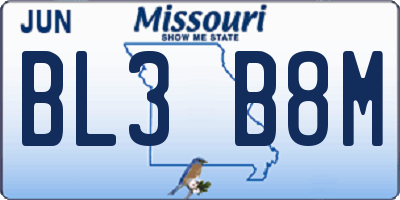 MO license plate BL3B8M