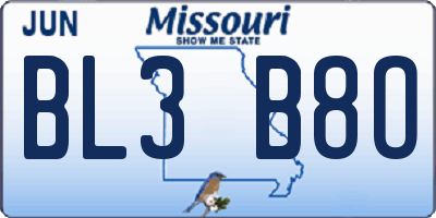 MO license plate BL3B8O