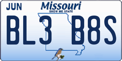 MO license plate BL3B8S