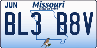 MO license plate BL3B8V