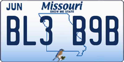 MO license plate BL3B9B
