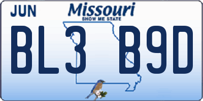 MO license plate BL3B9D