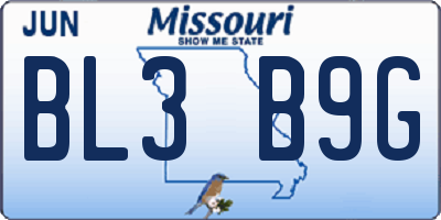 MO license plate BL3B9G
