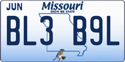 MO license plate BL3B9L