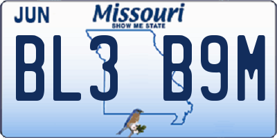 MO license plate BL3B9M