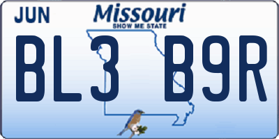 MO license plate BL3B9R