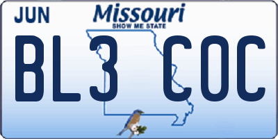 MO license plate BL3C0C