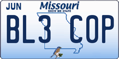 MO license plate BL3C0P