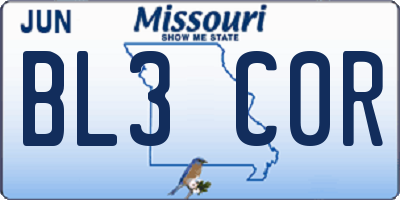 MO license plate BL3C0R