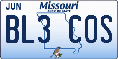 MO license plate BL3C0S