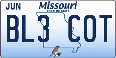 MO license plate BL3C0T