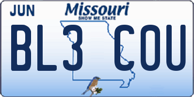 MO license plate BL3C0U