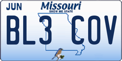 MO license plate BL3C0V