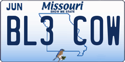 MO license plate BL3C0W