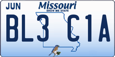 MO license plate BL3C1A