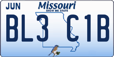 MO license plate BL3C1B