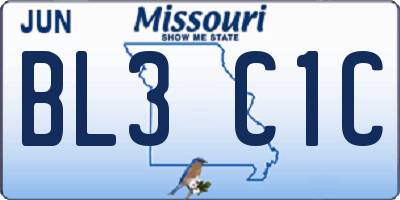 MO license plate BL3C1C