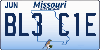 MO license plate BL3C1E