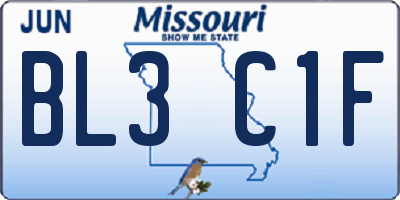 MO license plate BL3C1F
