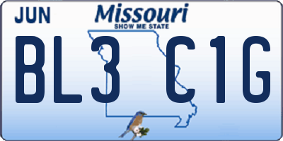 MO license plate BL3C1G